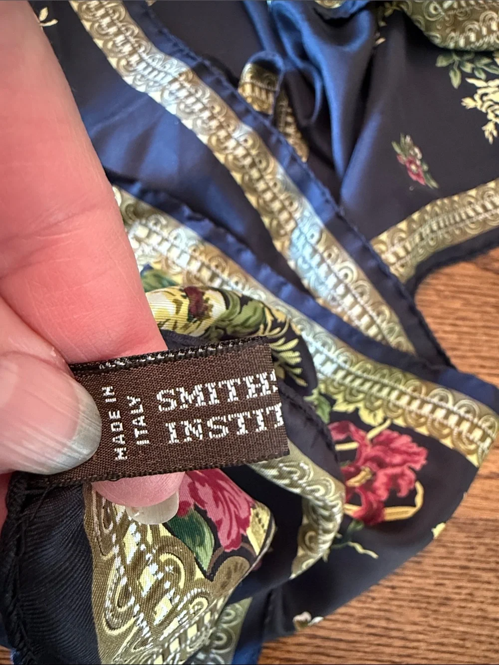 Vintage Silk Floral Scarf Smithsonian 1994 Made in Italy 60 Inch